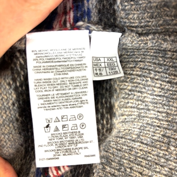 NWT Brooks Brothers Gray Heathered Doft Wool Crew Neck “Ski” Sweater Size XXL - Picture 12 of 15
